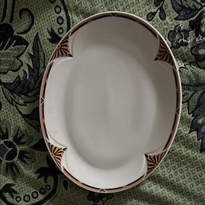 Steelite International Elegant Oval Serving Platter with Geometric Trim